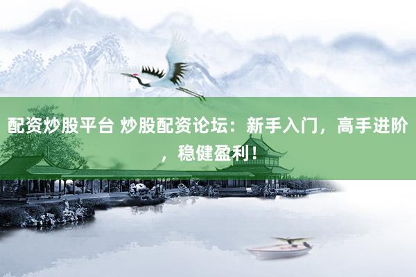 配资炒股平台 炒股配资论坛：新手入门，高手进阶，稳健盈利！