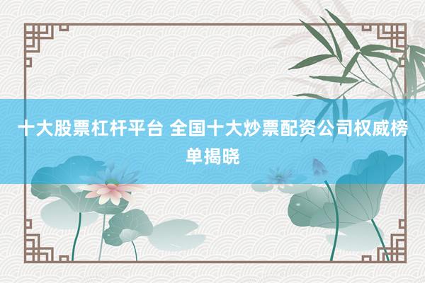 十大股票杠杆平台 全国十大炒票配资公司权威榜单揭晓