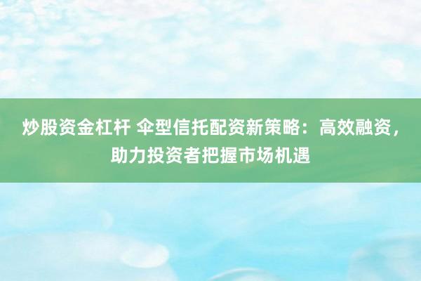 炒股资金杠杆 伞型信托配资新策略：高效融资，助力投资者把握市场机遇