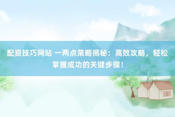 配资技巧网站 一两点策略揭秘：高效攻略，轻松掌握成功的关键步骤！