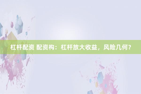 杠杆配资 配资构：杠杆放大收益，风险几何？