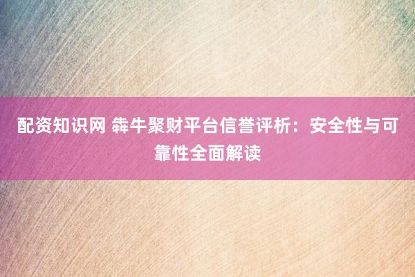 配资知识网 犇牛聚财平台信誉评析：安全性与可靠性全面解读