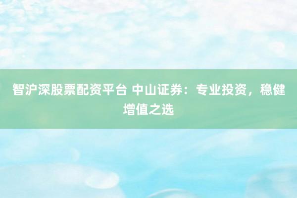 智沪深股票配资平台 中山证券：专业投资，稳健增值之选
