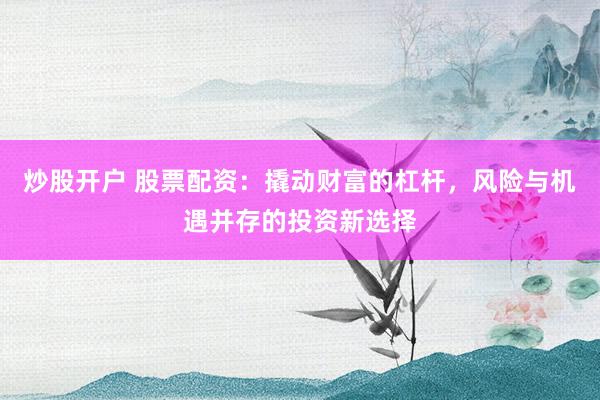 炒股开户 股票配资：撬动财富的杠杆，风险与机遇并存的投资新选择