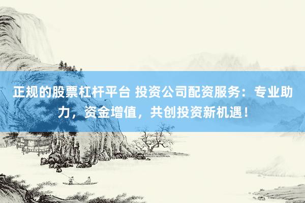 正规的股票杠杆平台 投资公司配资服务：专业助力，资金增值，共创投资新机遇！