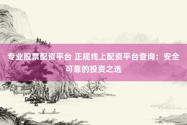 专业股票配资平台 正规线上配资平台查询：安全可靠的投资之选