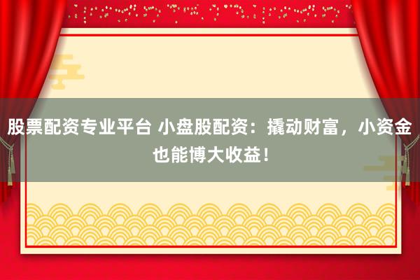 股票配资专业平台 小盘股配资：撬动财富，小资金也能博大收益！