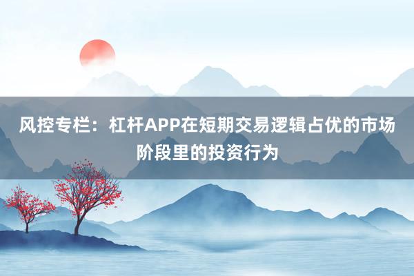 风控专栏：杠杆APP在短期交易逻辑占优的市场阶段里的投资行为