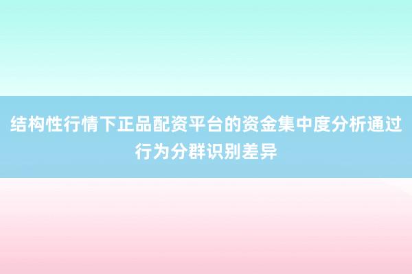 结构性行情下正品配资平台的资金集中度分析通过行为分群识别差异