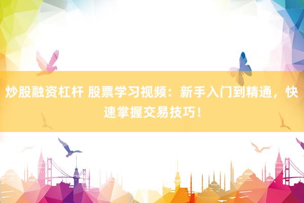 炒股融资杠杆 股票学习视频：新手入门到精通，快速掌握交易技巧！