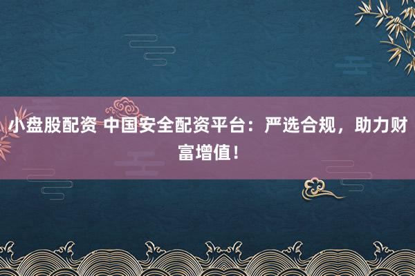 小盘股配资 中国安全配资平台:严选合规,助力财富增值!
