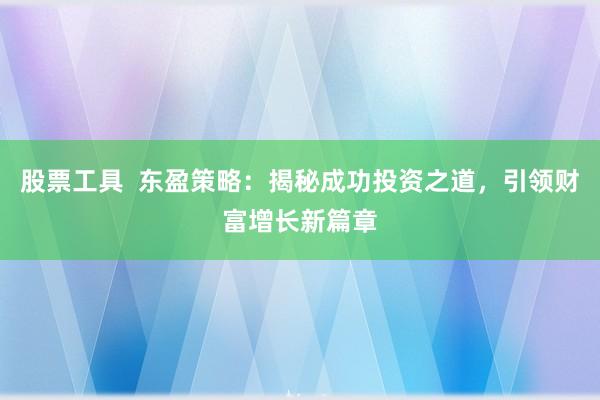 股票工具  东盈策略：揭秘成功投资之道，引领财富增长新篇章
