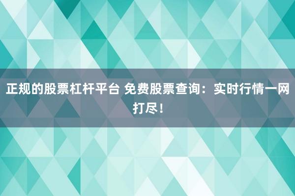 正规的股票杠杆平台 免费股票查询：实时行情一网打尽！