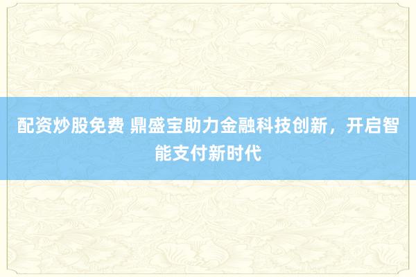 配资炒股免费 鼎盛宝助力金融科技创新，开启智能支付新时代