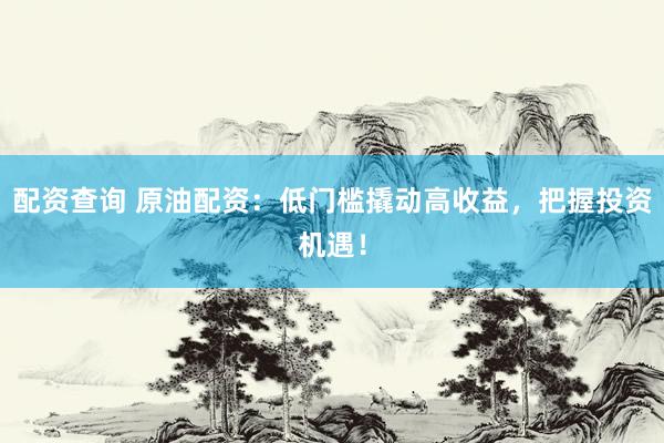 配资查询 原油配资：低门槛撬动高收益，把握投资机遇！