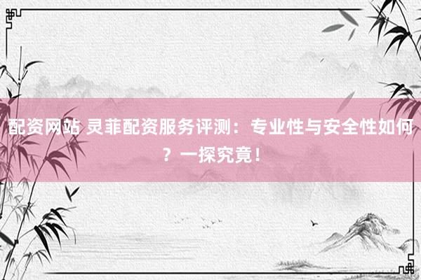 配资网站 灵菲配资服务评测：专业性与安全性如何？一探究竟！