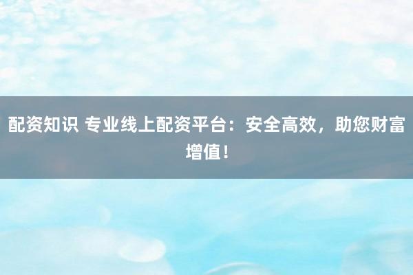 配资知识 专业线上配资平台：安全高效，助您财富增值！